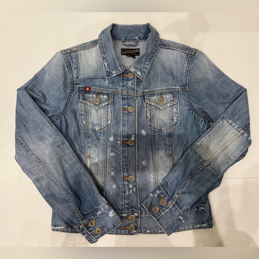 Vintage Lucky Brand denim Jean Jacket, S, women’s distressed - Picture 3 of 12